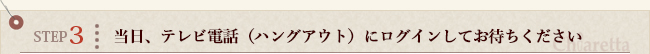 STEP3　当日、テレビ電話（ハングアウト）にログインしてお待ちください